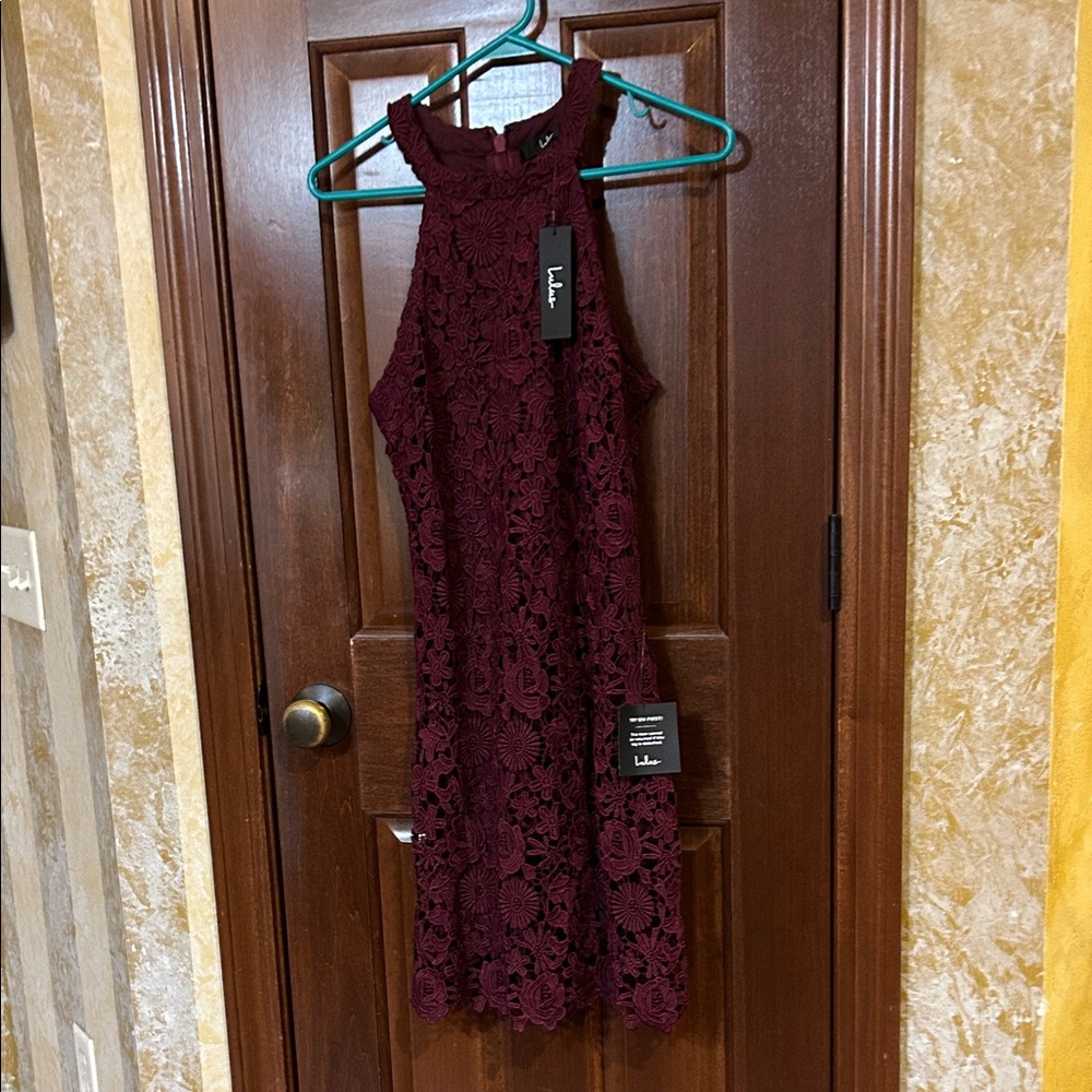 Lulu's Burgundy Lace Midi Dress